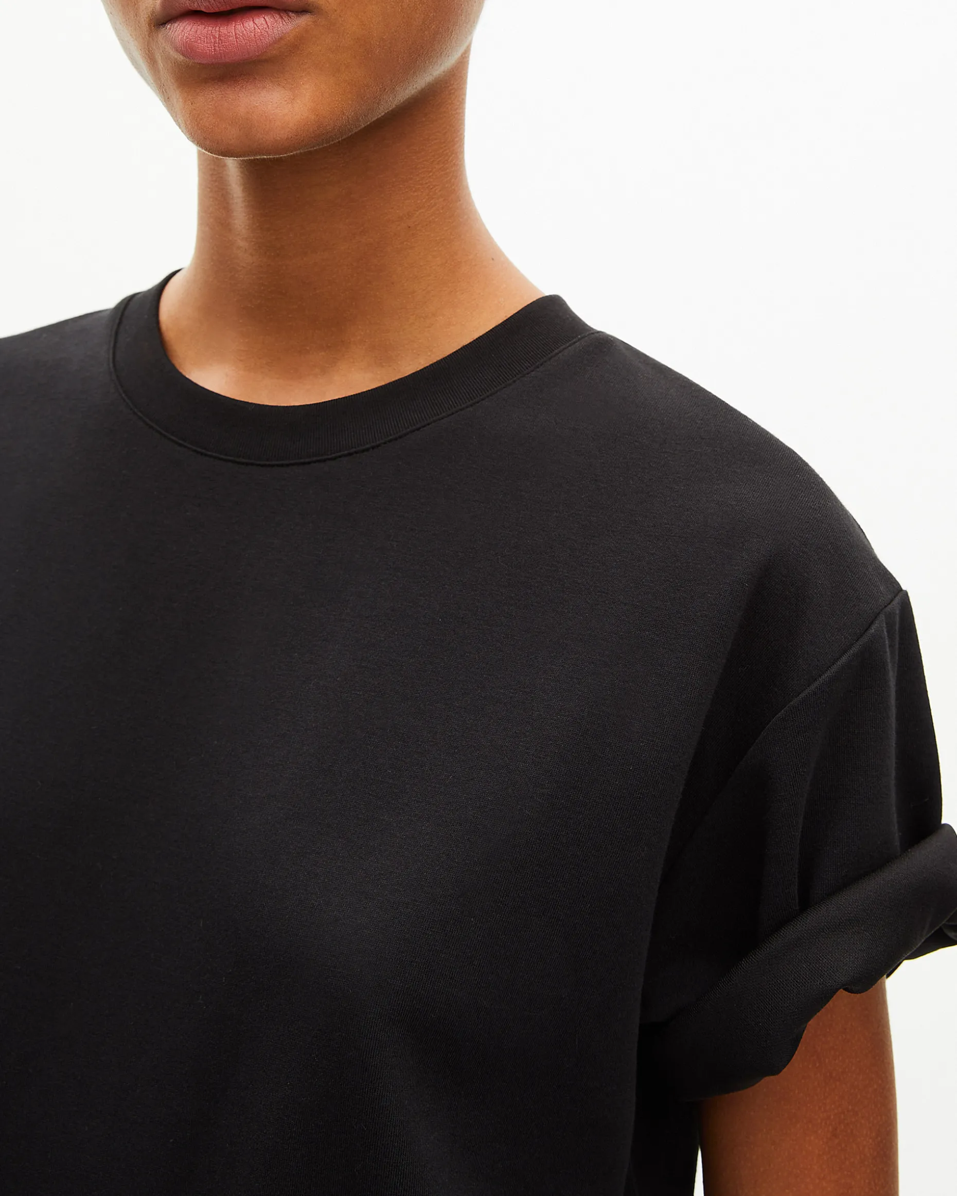 T-shirt droit en coton mélangé noir