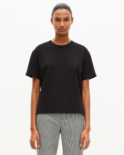 T-shirt droit en coton mélangé noir