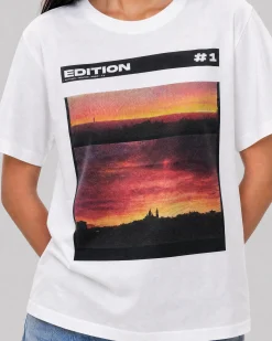 T-shirt mixte avec sérigraphie blanc