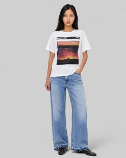 T-shirt mixte avec sérigraphie blanc