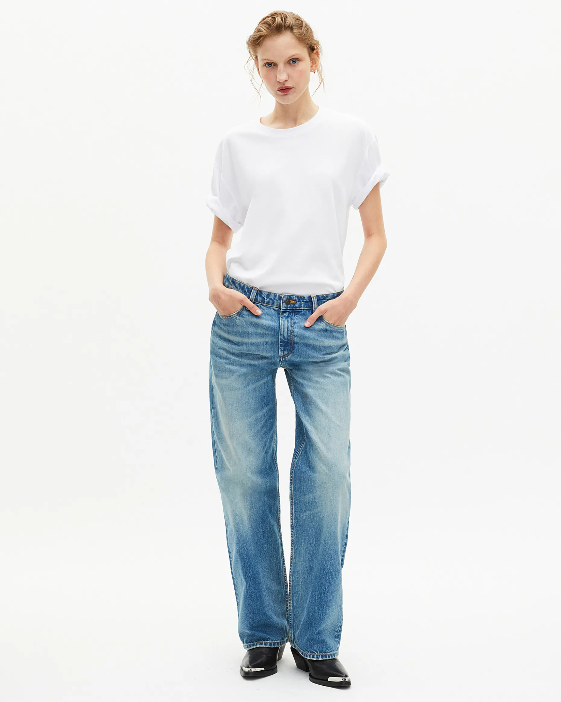 T-shirt Mixte droit uni blanc