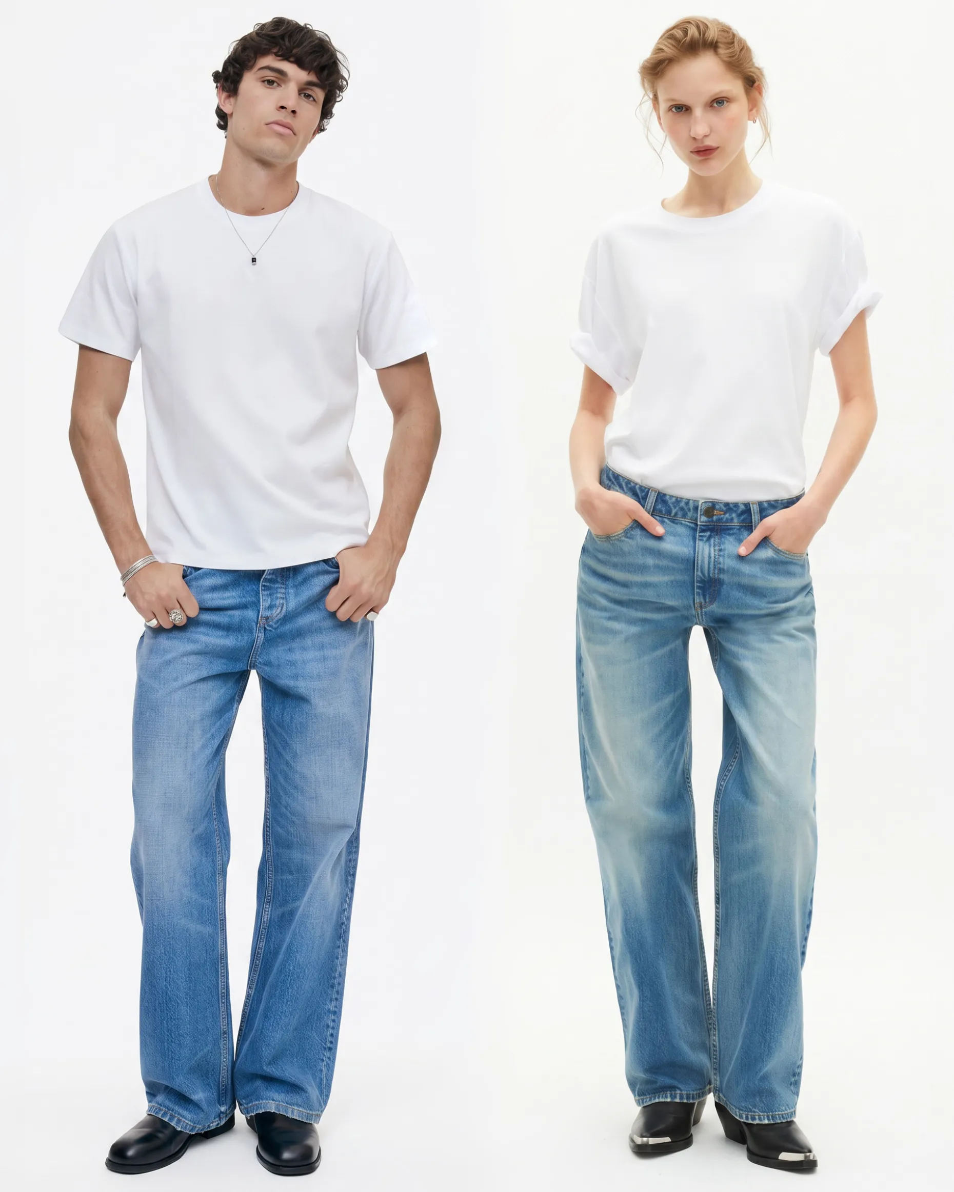 T-shirt Mixte droit uni blanc