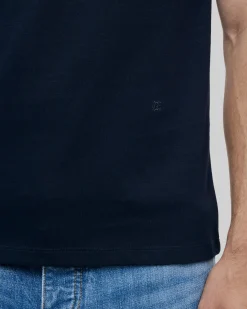 T-shirt Mixte droit uni bleu marine