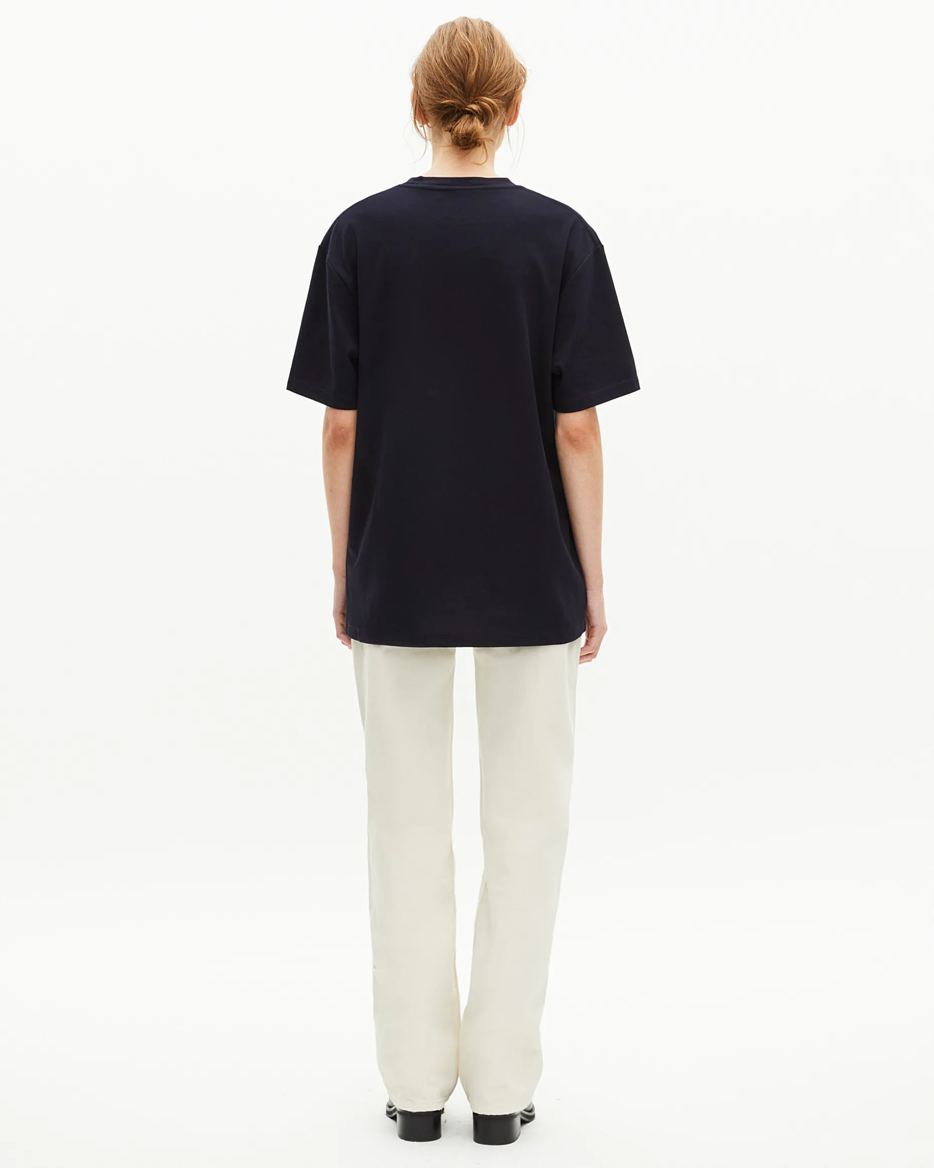 T-shirt Mixte droit uni bleu marine