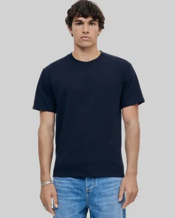 T-shirt Mixte droit uni bleu marine