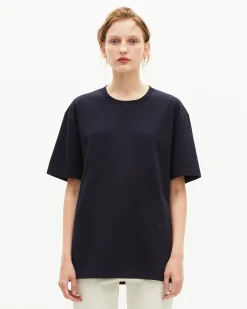 T-shirt Mixte droit uni bleu marine