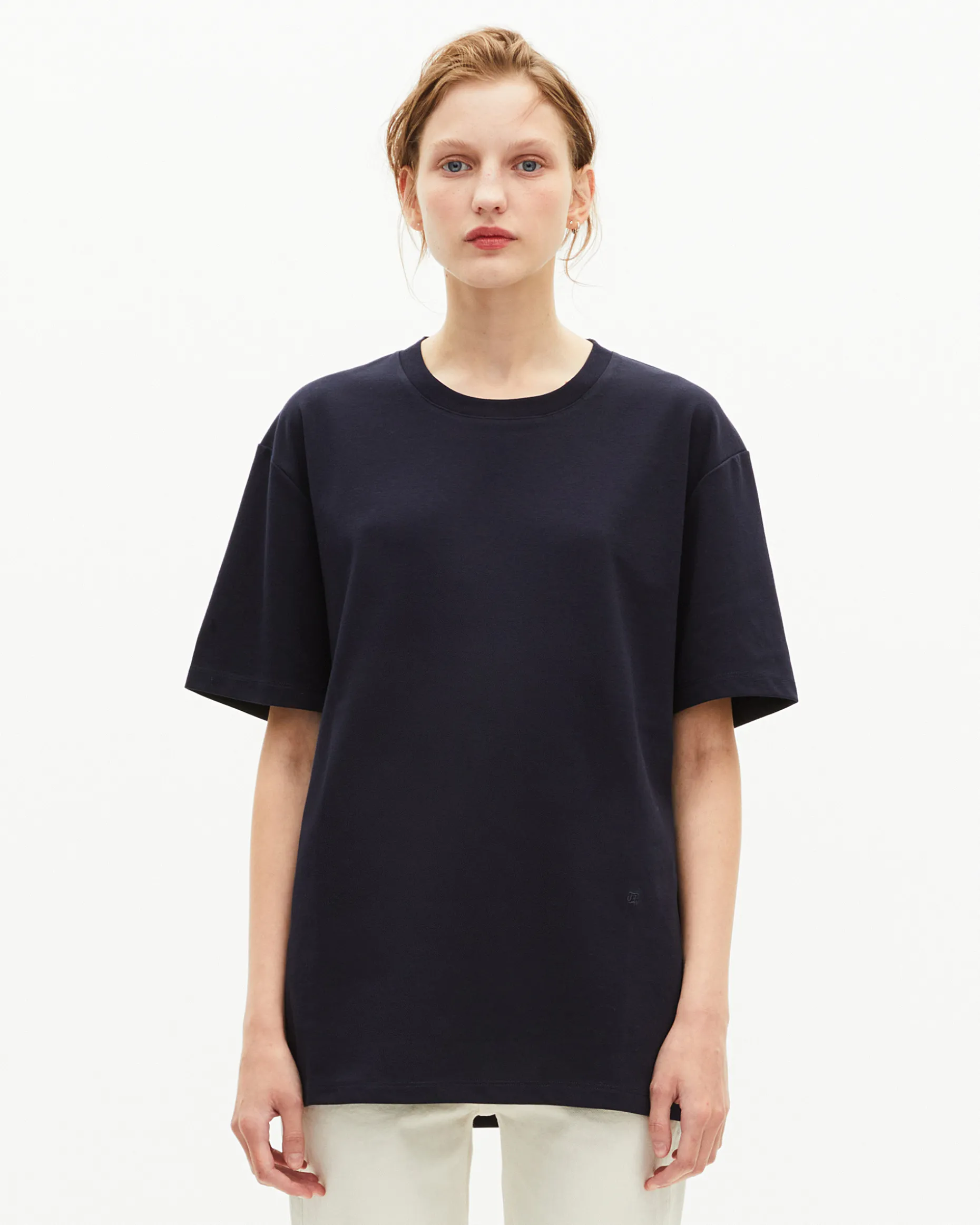 T-shirt Mixte droit uni bleu marine