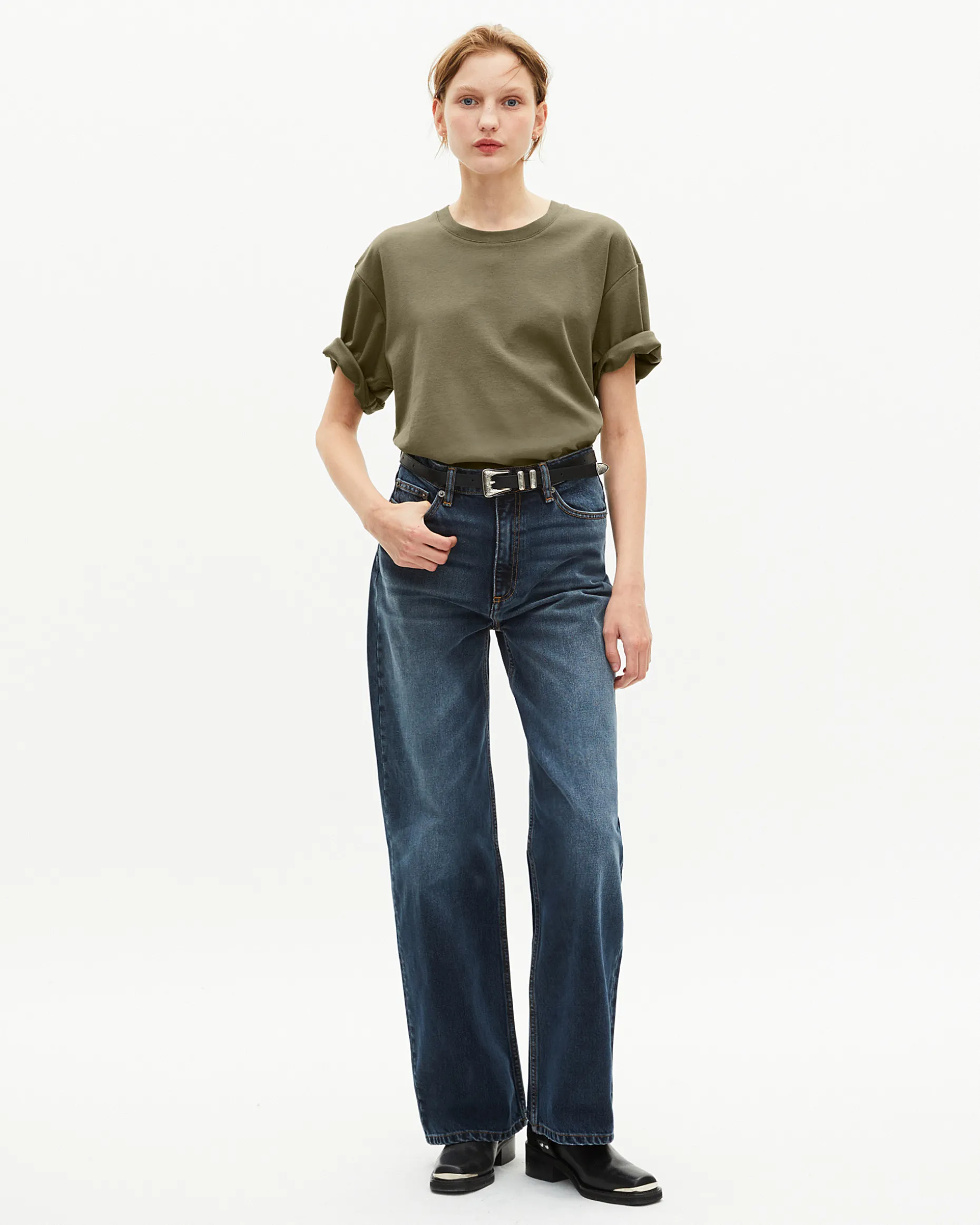 T-shirt Mixte droit uni kaki