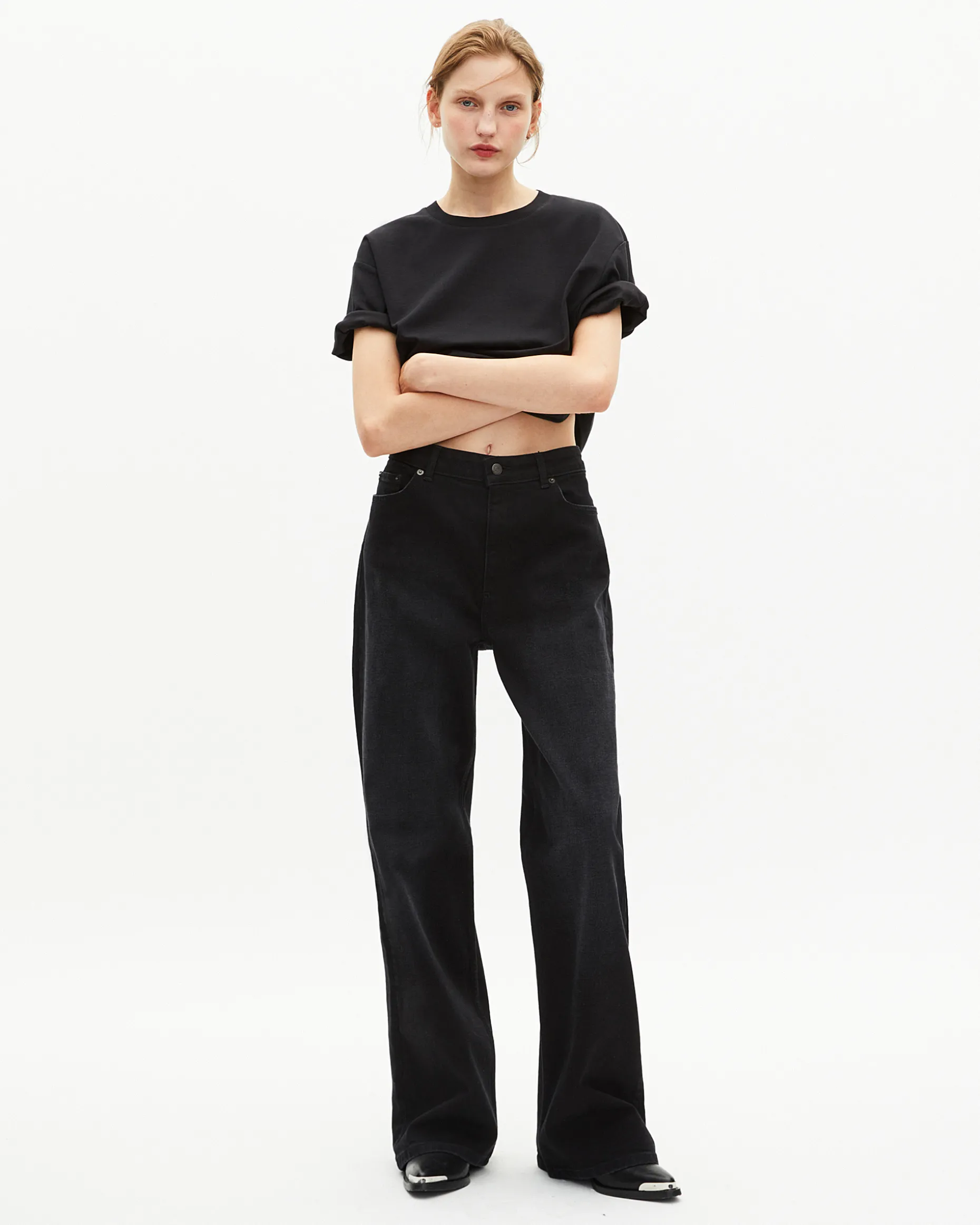 T-shirt Mixte droit uni noir