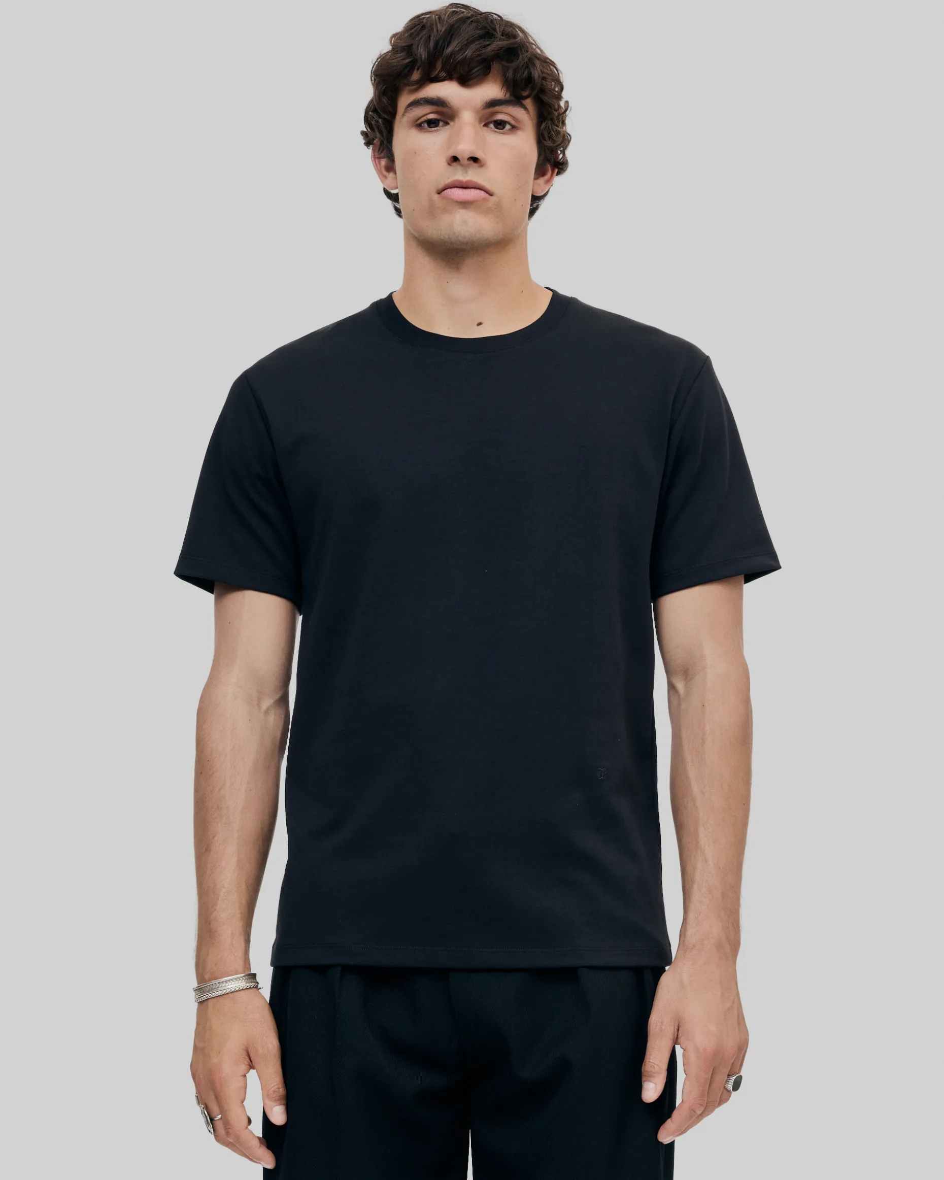 T-shirt Mixte droit uni noir