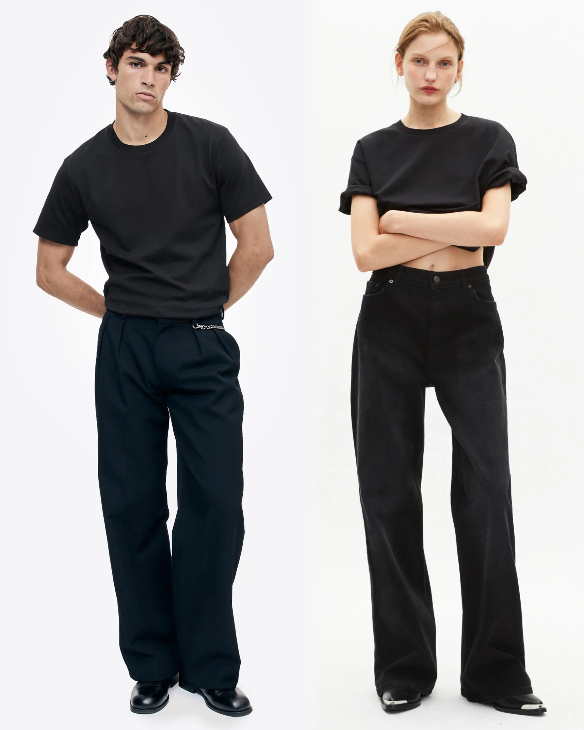 T-shirt Mixte droit uni noir