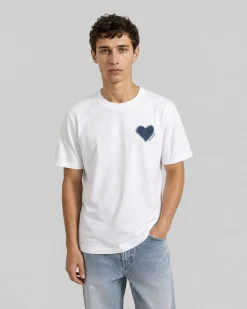T-shirt patch cœur denim blanc