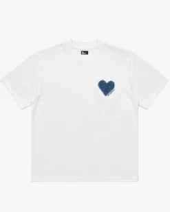 T-shirt patch cœur denim blanc