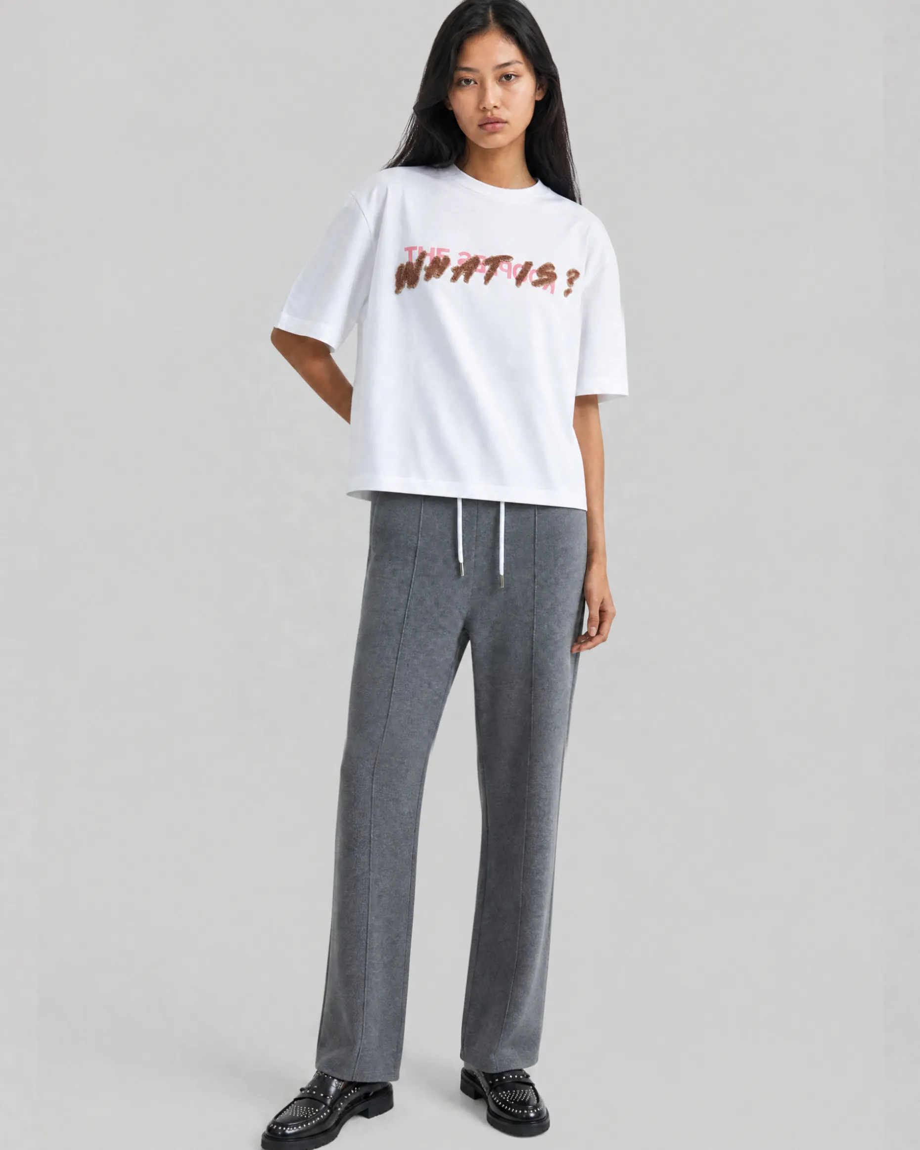 T-shirt patch en denim What Is blanc