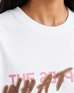 T-shirt patch en denim What Is blanc