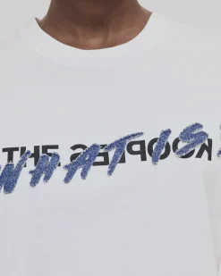 T-shirt patch en denim What Is blanc