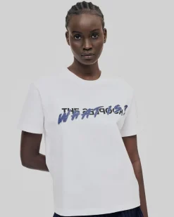 T-shirt patch en denim What Is blanc