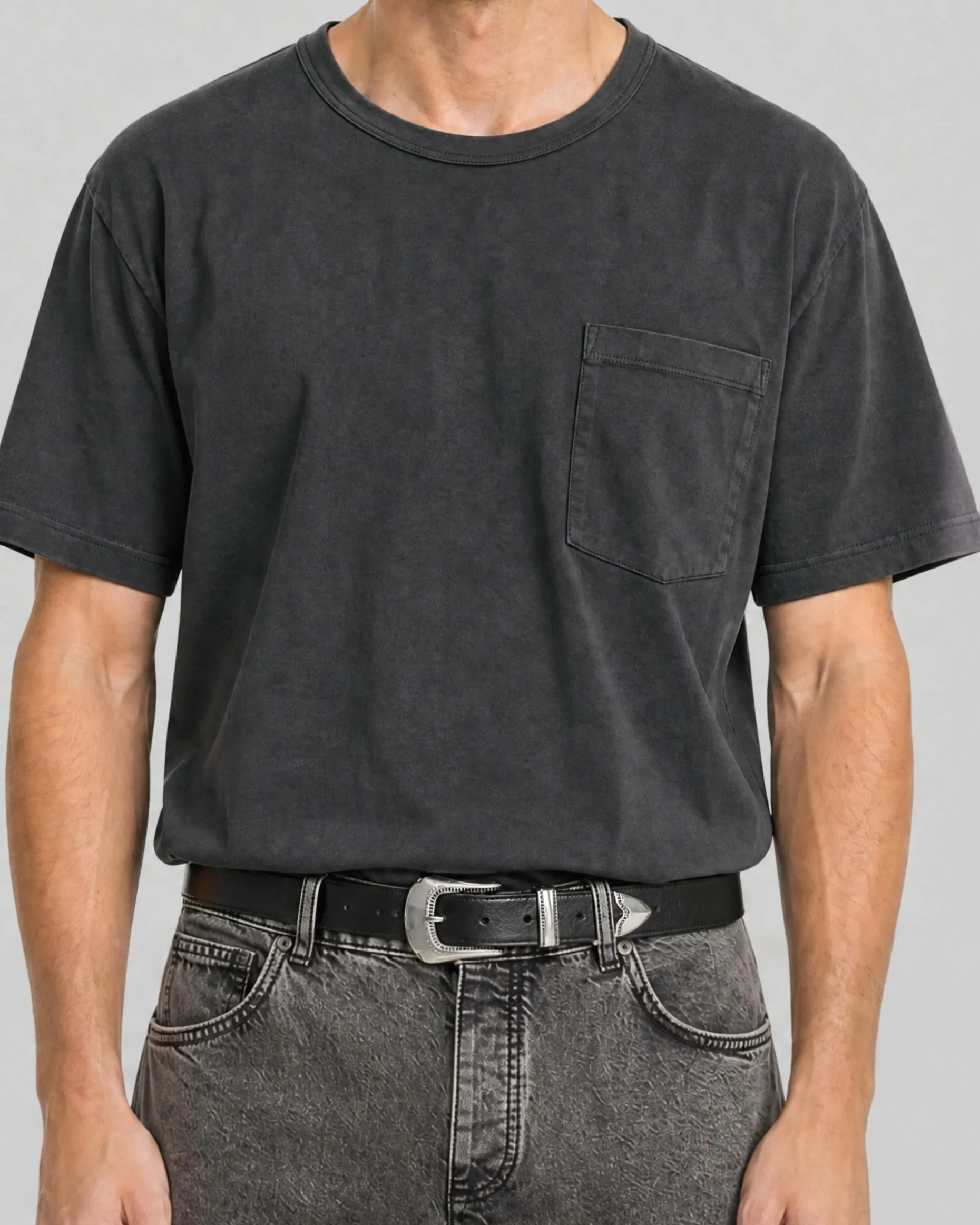T-shirt uni noir délavé