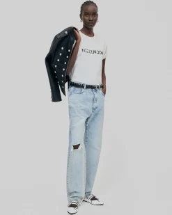 T-shirt What Is avec perles blanc