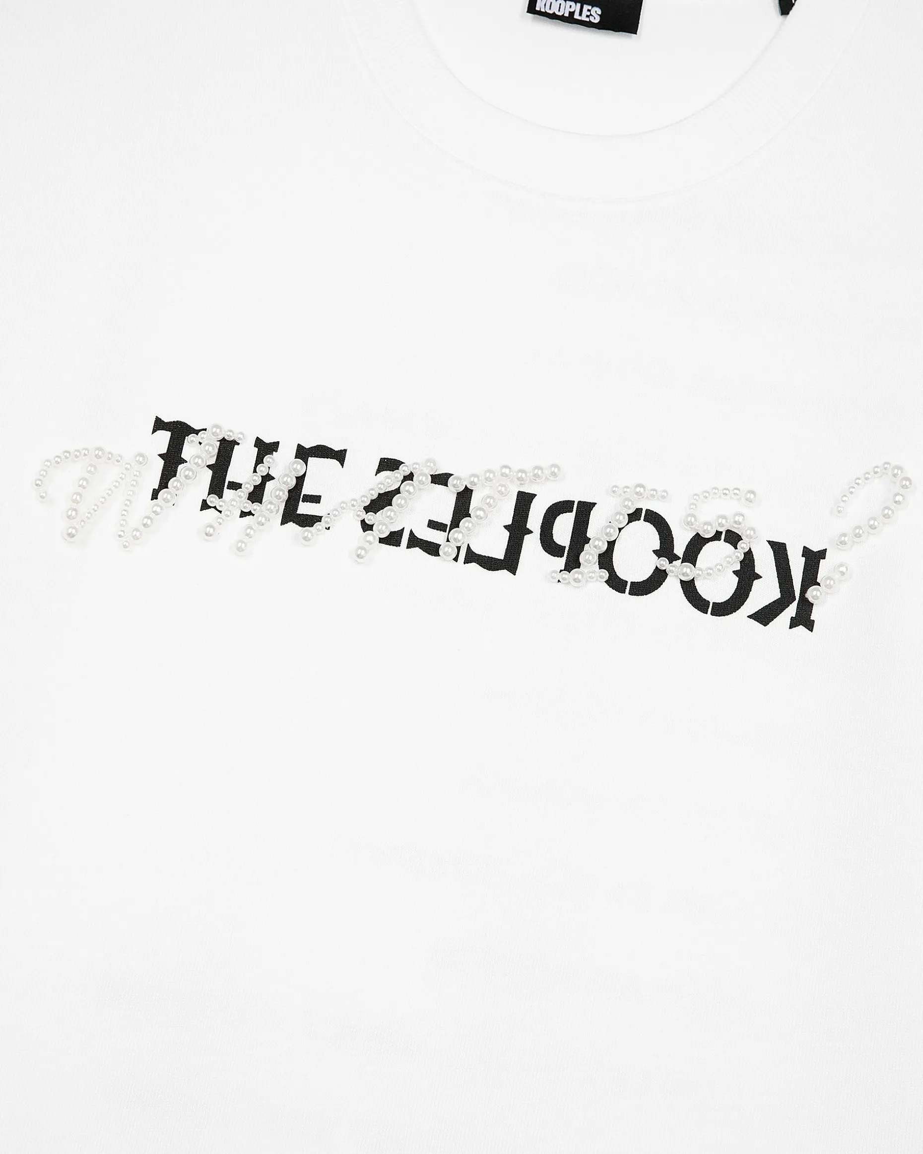 T-shirt What Is avec perles blanc