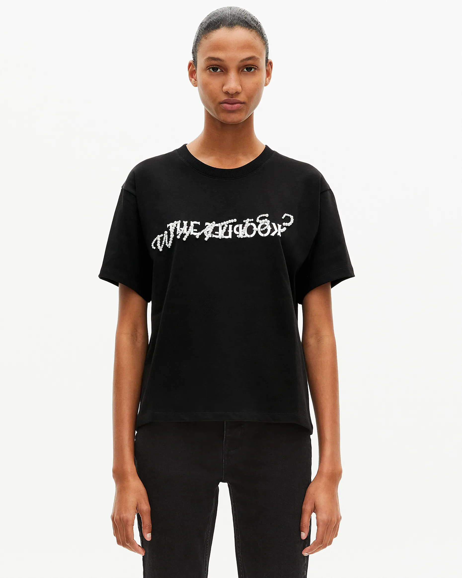 T-shirt What is avec perles noir