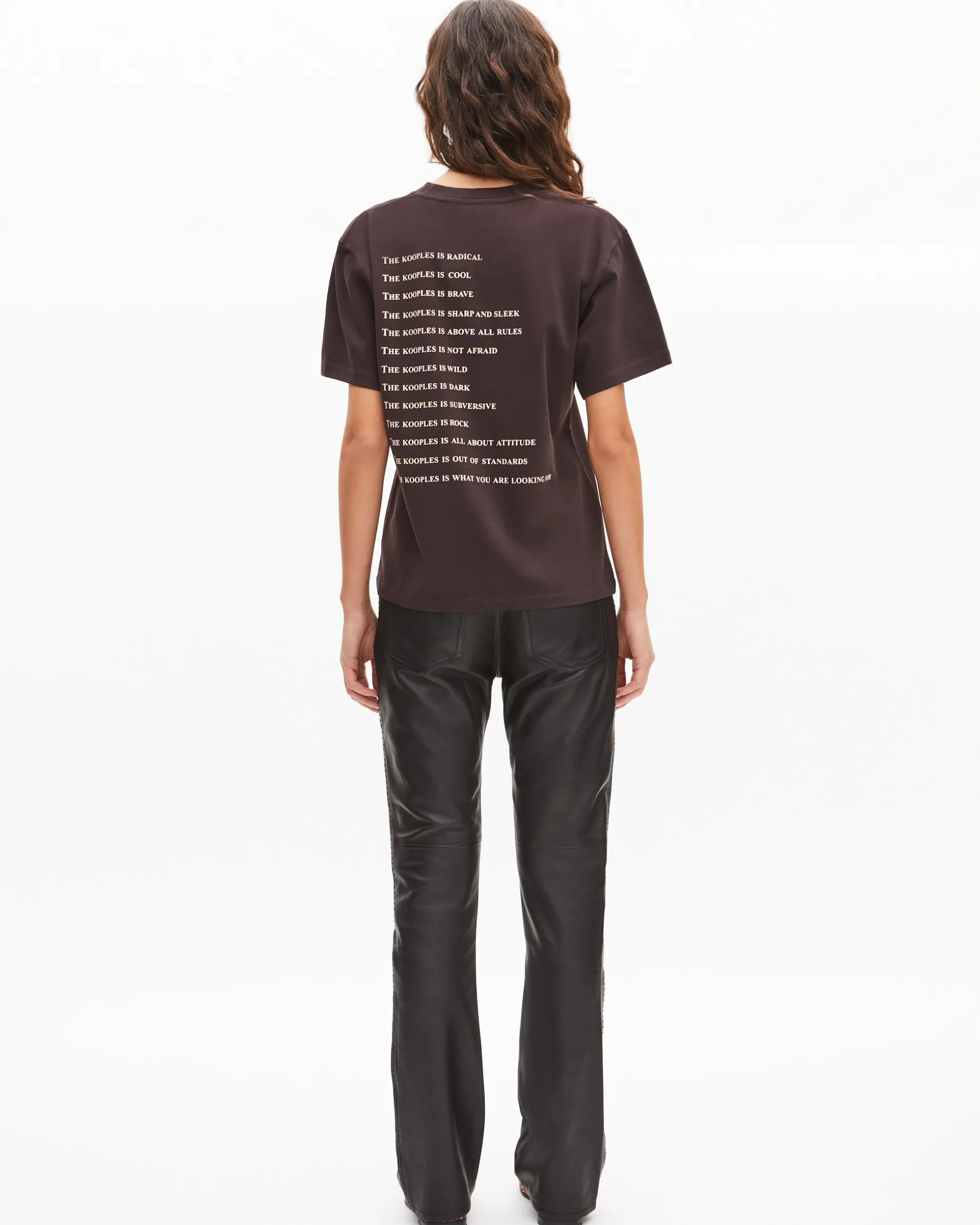 T-shirt What Is avec strass marron