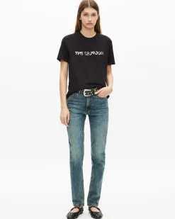 T-shirt What Is avec strass noir