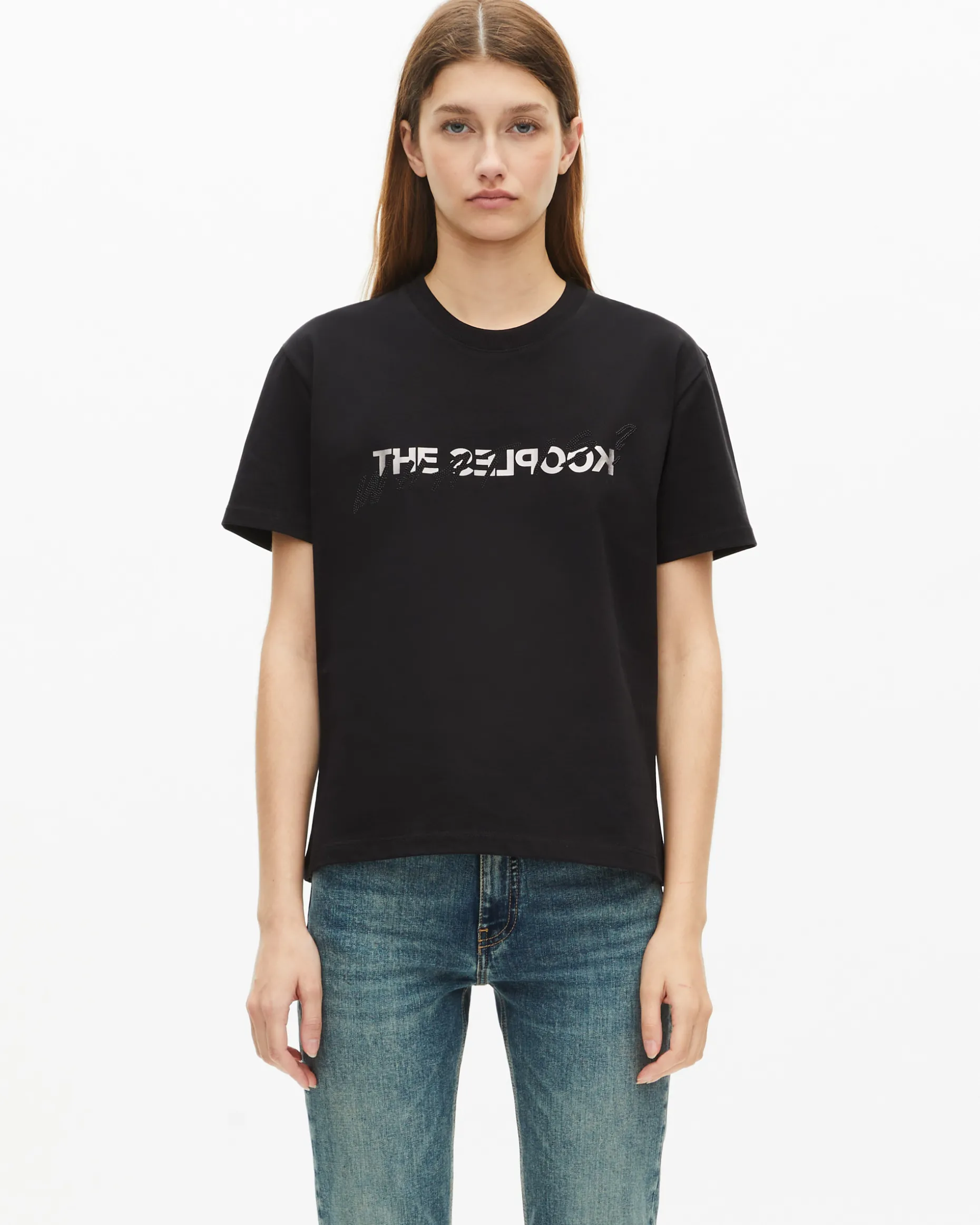 T-shirt What Is avec strass noir