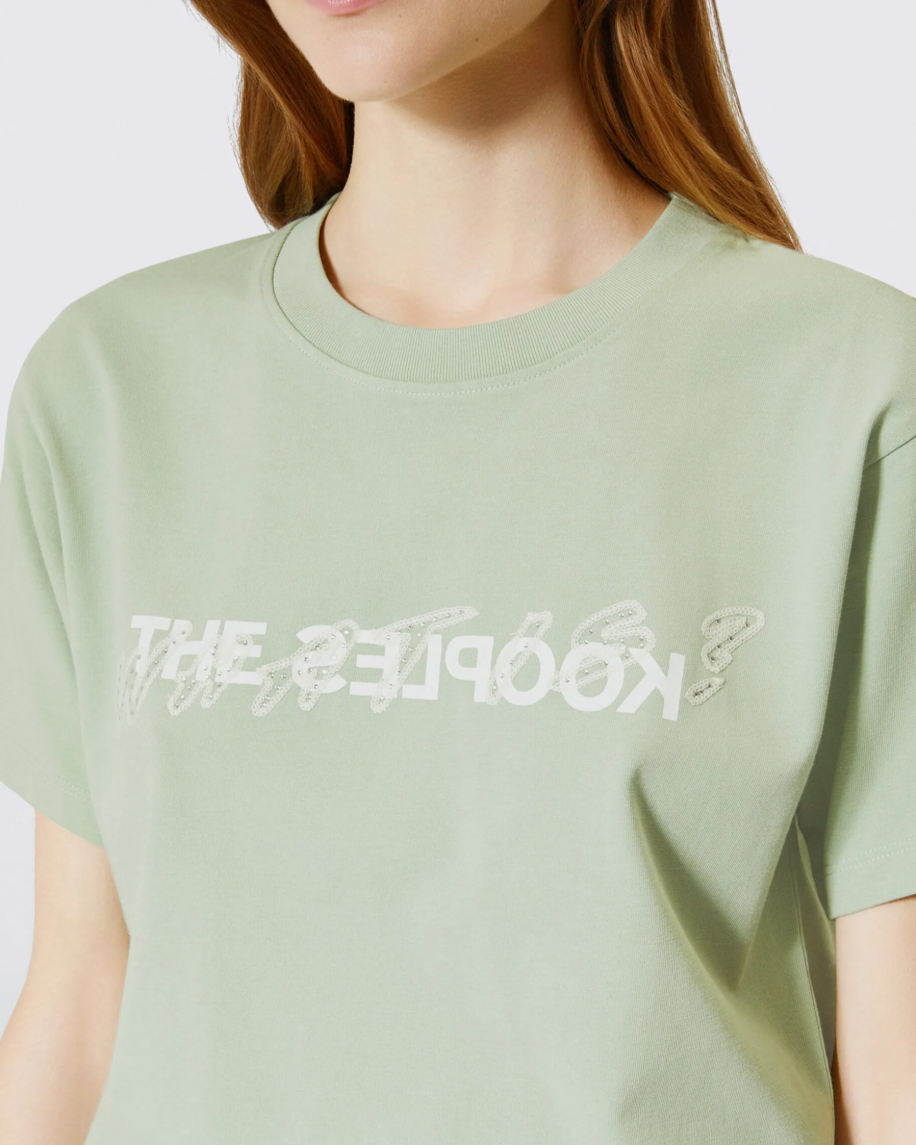 T-shirt What Is avec strass vert