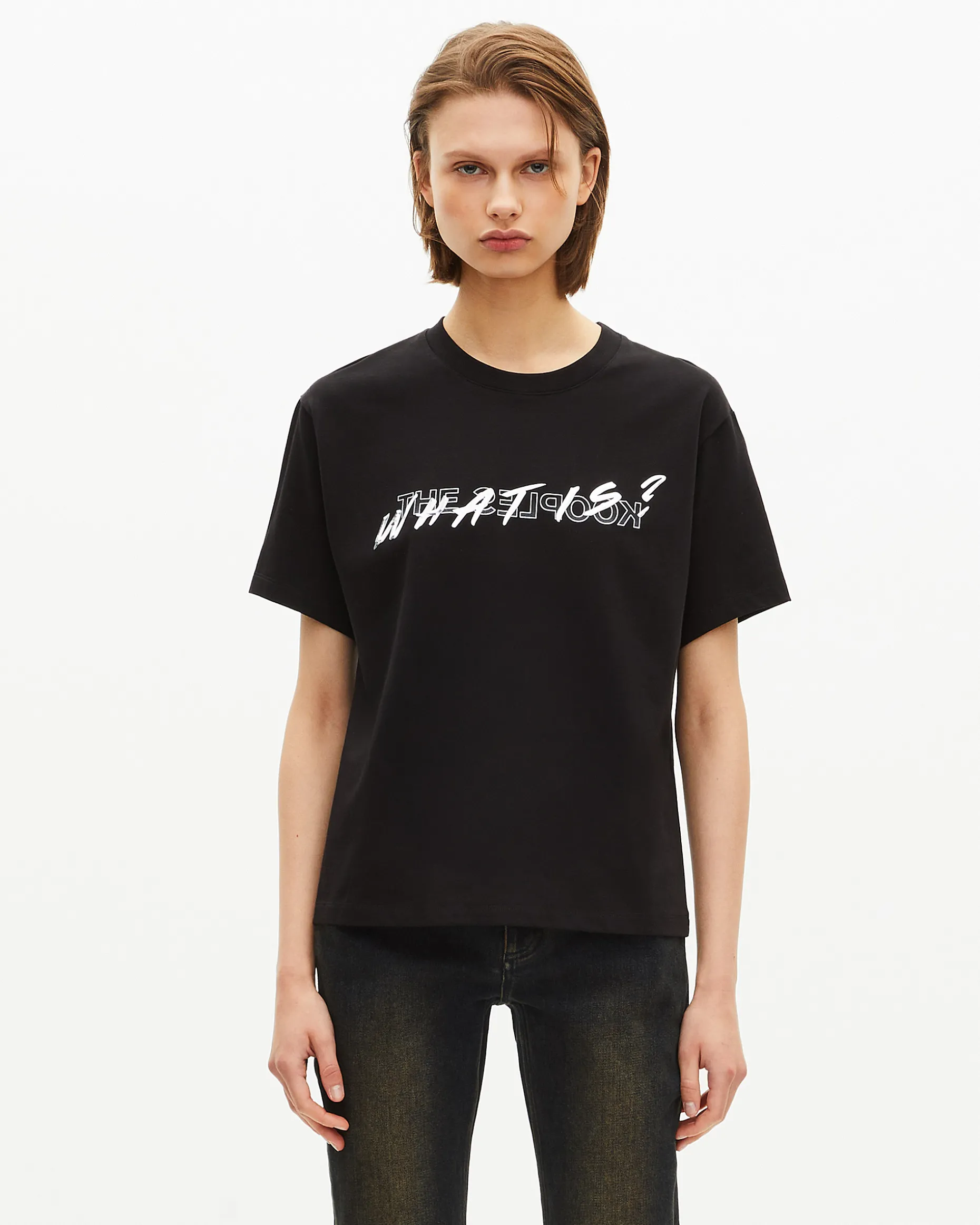 T-shirt What Is effet metallique noir