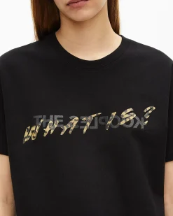 T-shirt What Is noir et léopard
