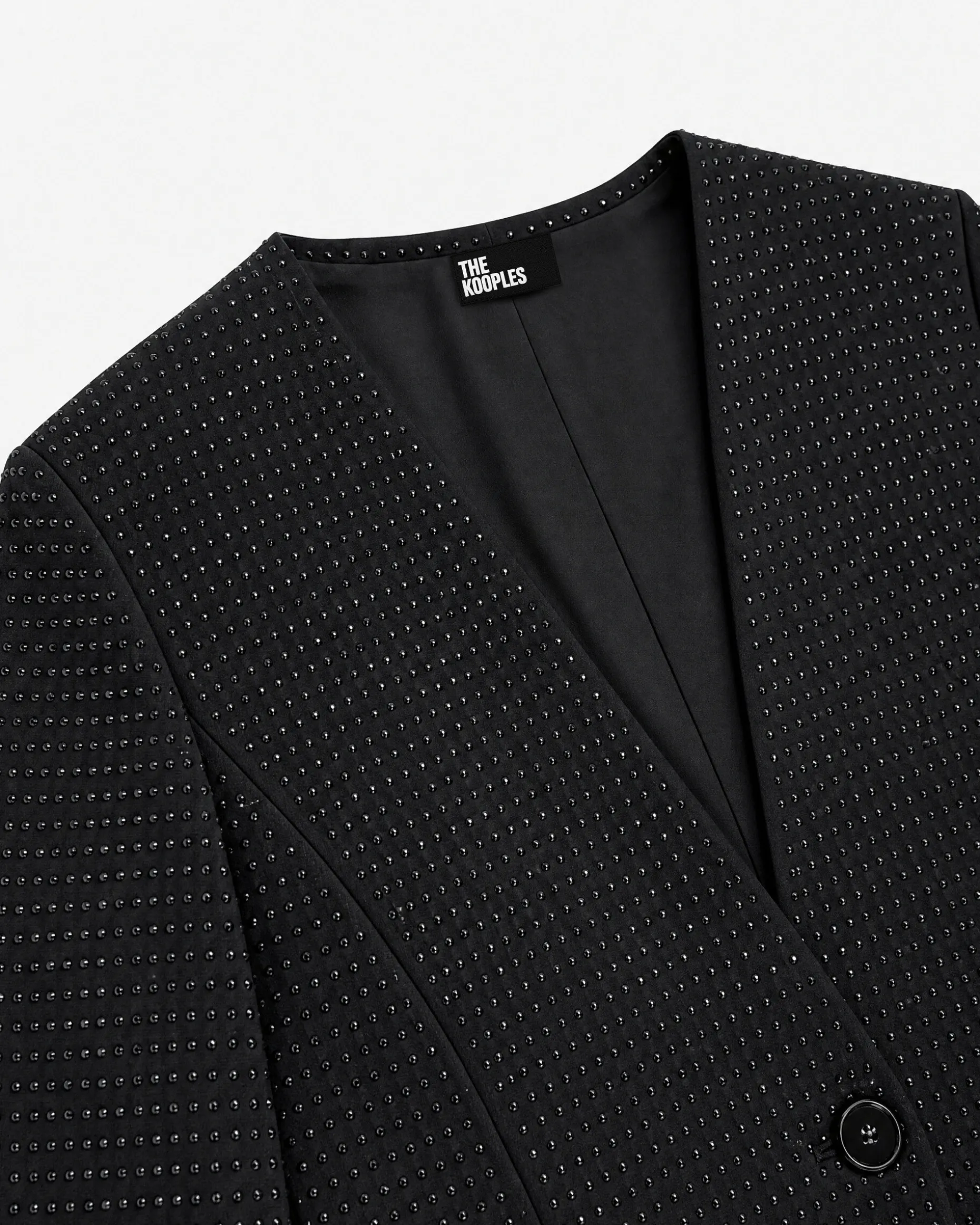 Veste ajustée en laine mélangée strassée noire