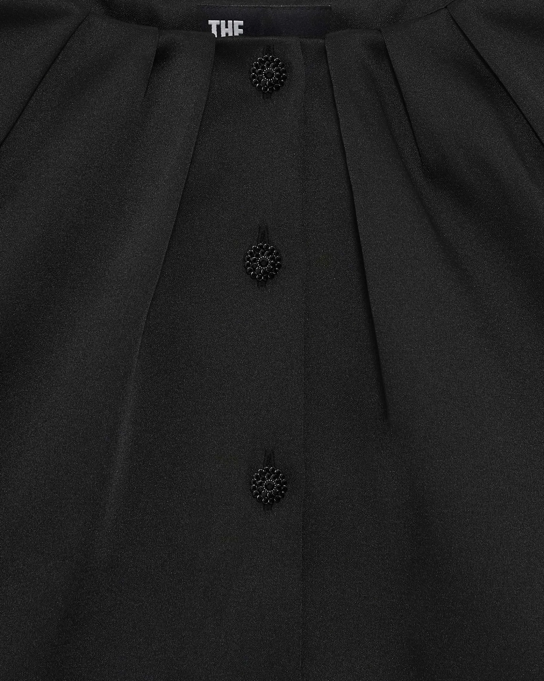 Veste courte effet cape en satin noire