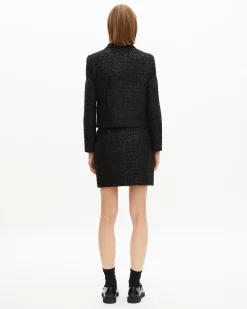 Veste courte en tweed brillant noire