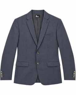 Veste de costume ajustée à tartan en laine marine