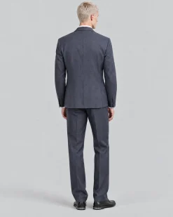 Veste de costume ajustée à tartan en laine marine