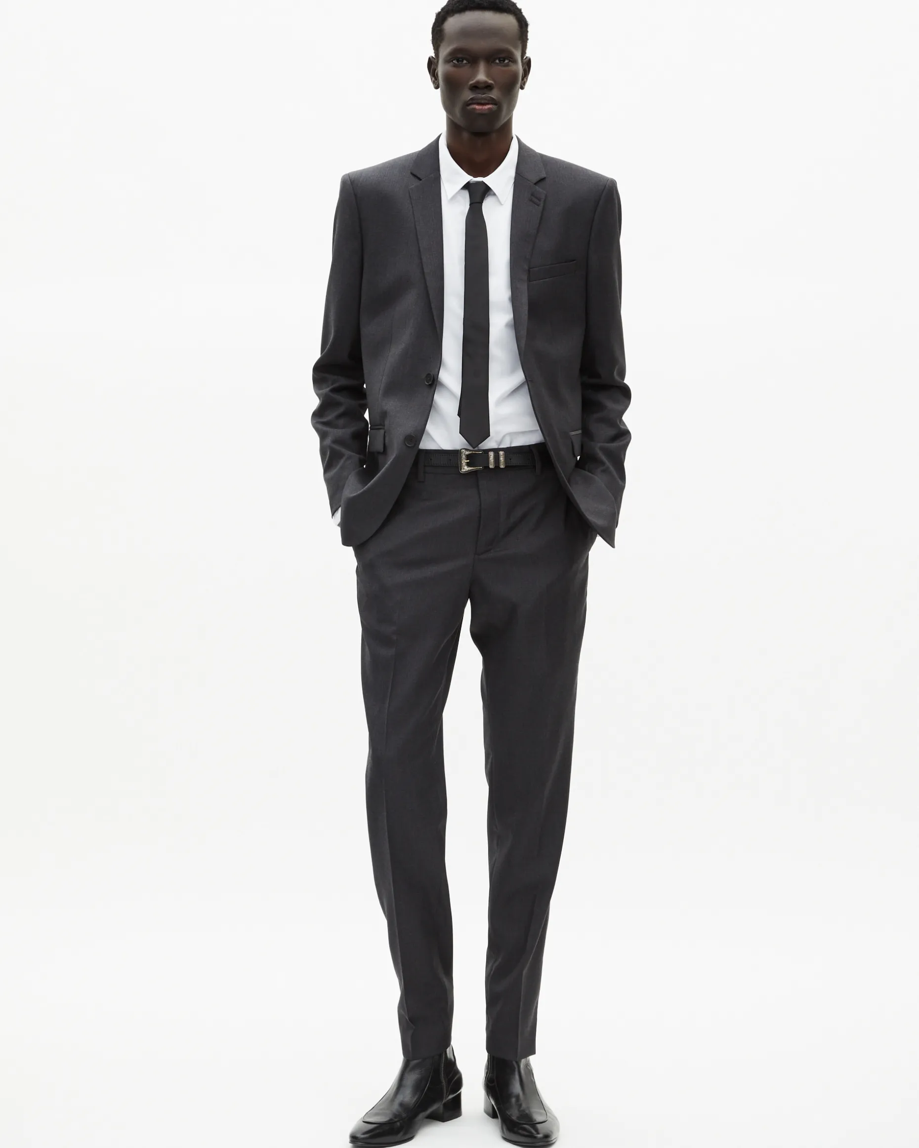 Veste de costume coupe ajustée en laine gris