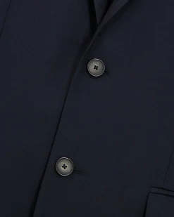 Veste de costume coupe droite en laine bleue