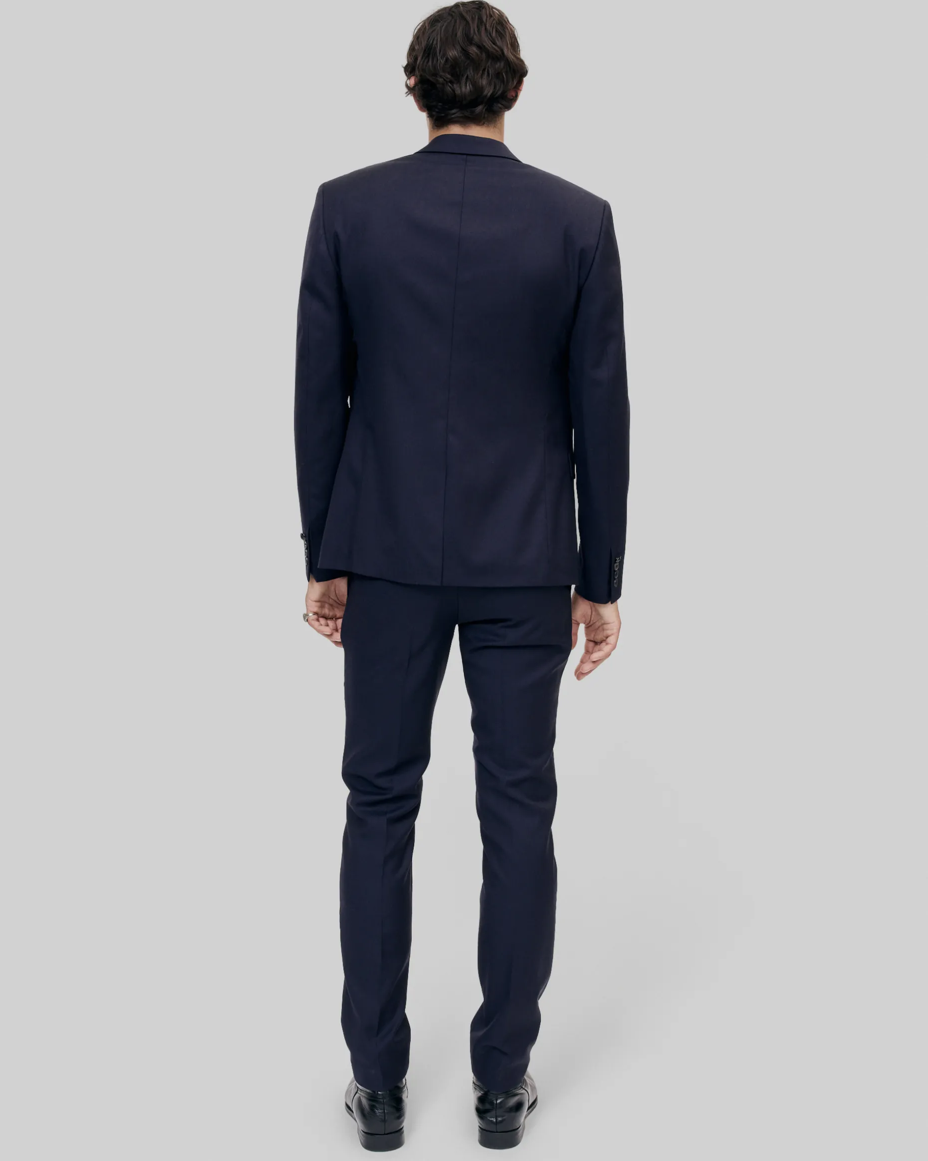 Veste de costume coupe droite en laine bleue