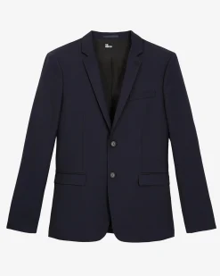 Veste de costume coupe droite en laine bleue