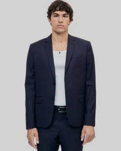 Veste de costume coupe droite en laine bleue