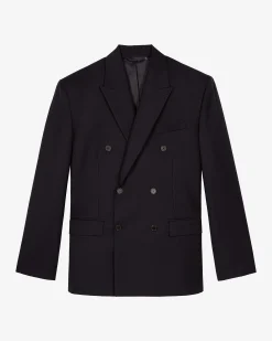 Veste de costume croisée à rayures marine