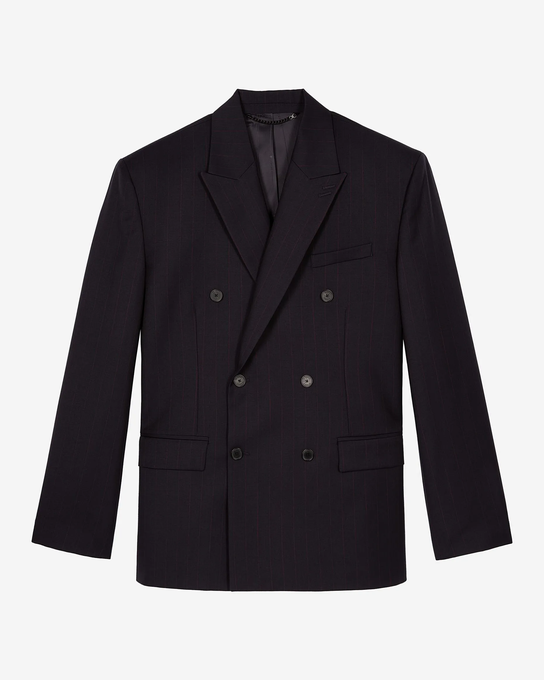 Veste de costume croisée à rayures marine