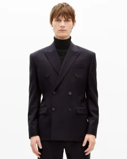 Veste de costume croisée à rayures marine