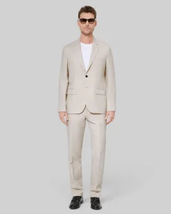 Veste de costume en coton lin beige