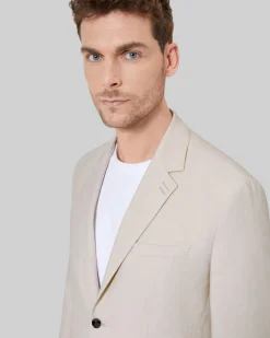Veste de costume en coton lin beige