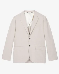 Veste de costume en coton lin beige