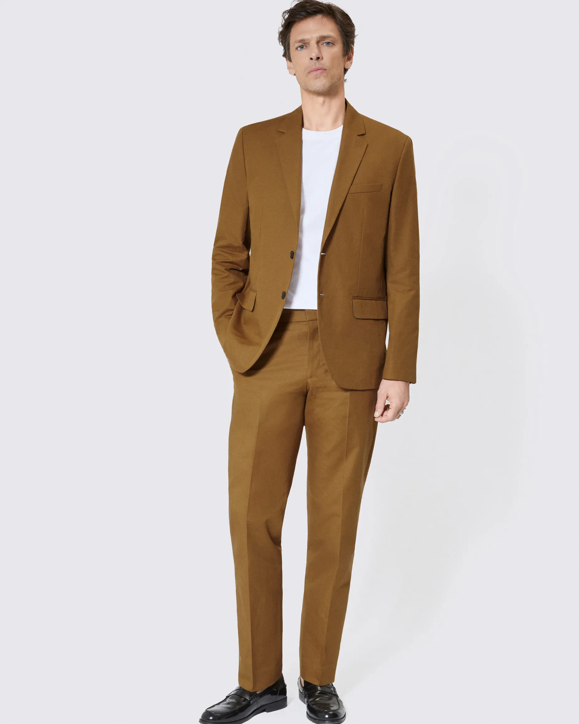 Veste de costume en coton lin bronze