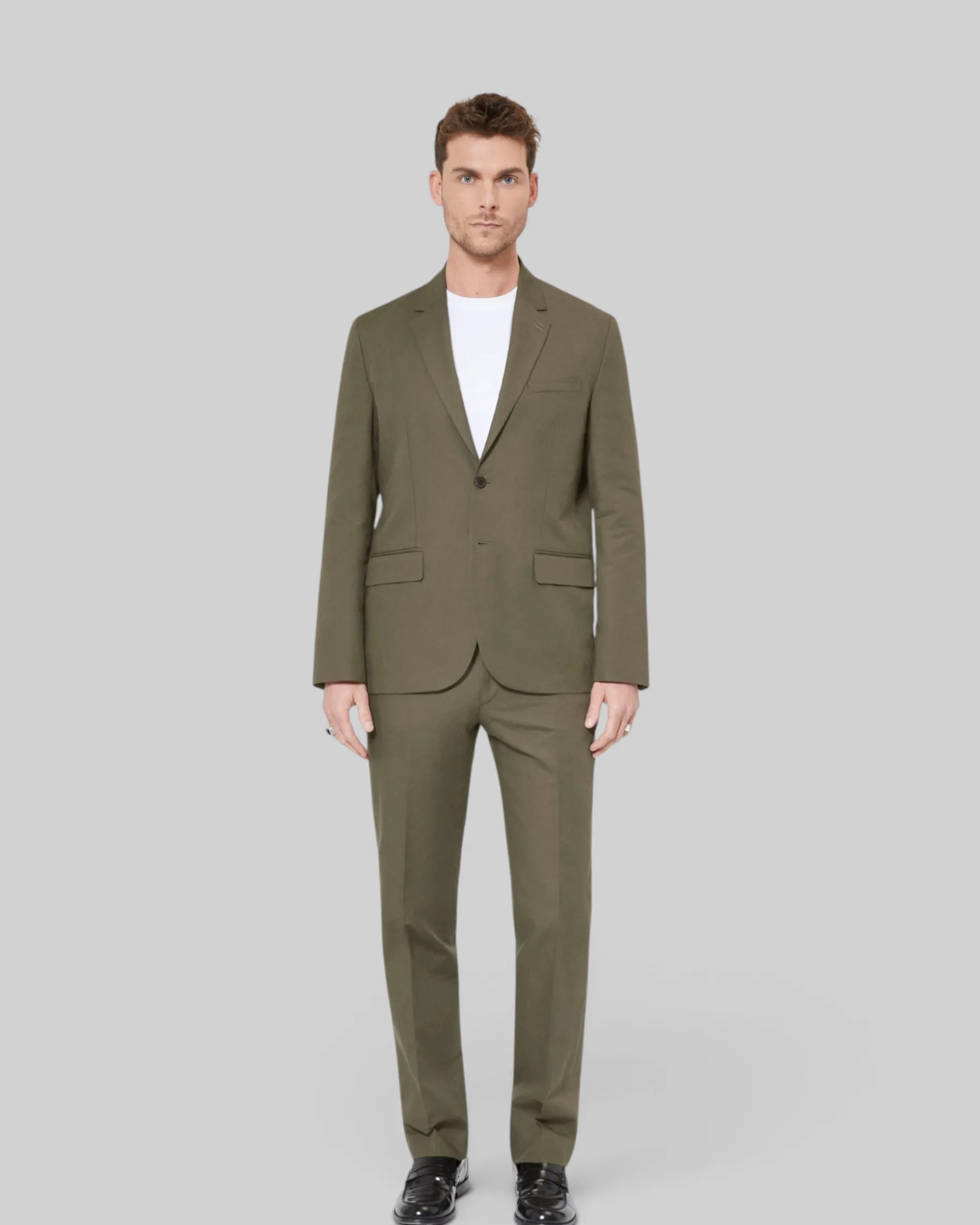 Veste de costume en coton lin kaki