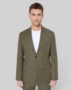 Veste de costume en coton lin kaki
